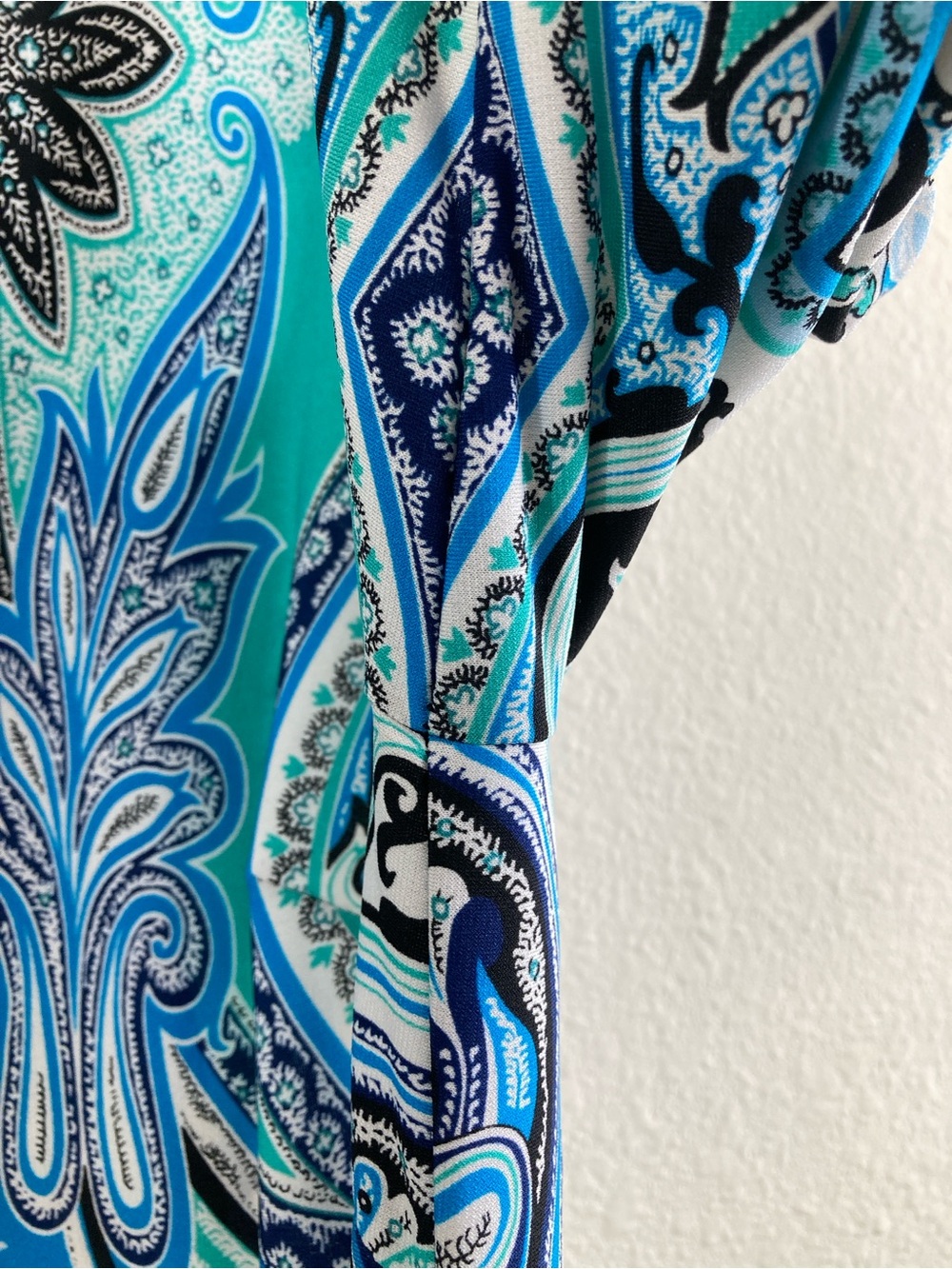 Studio One New York Stretch Dress Size PM Blue Teal Cutout Neckline - Picture 5 of 10